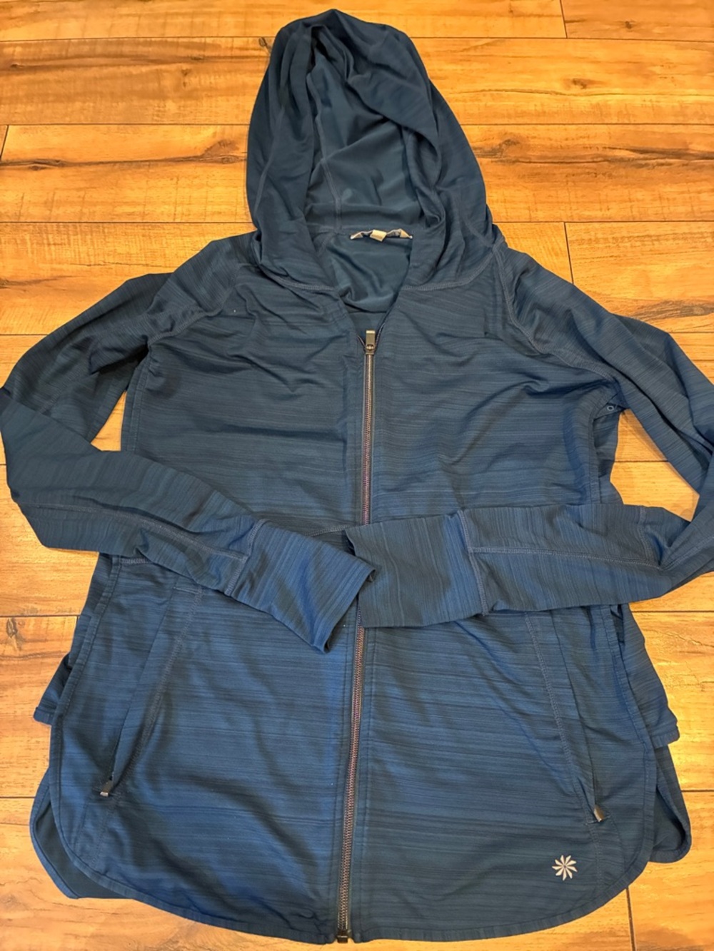Athleta Blue Hooded Zip-Up Jacket